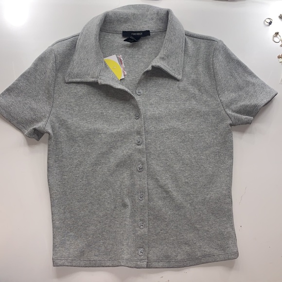 Gray button down top - Picture 5 of 5